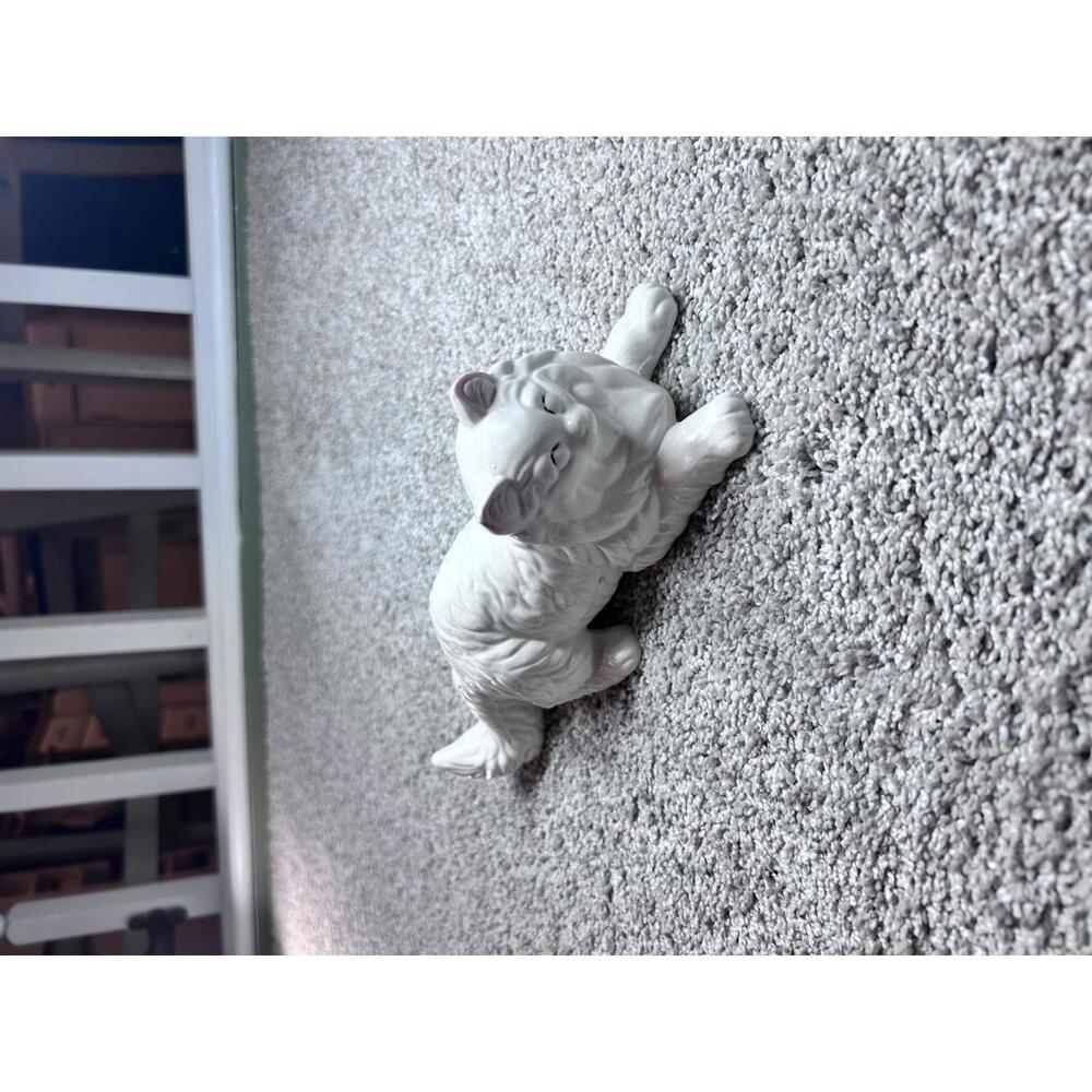 White Ceramic Cat Figurine Sculpture